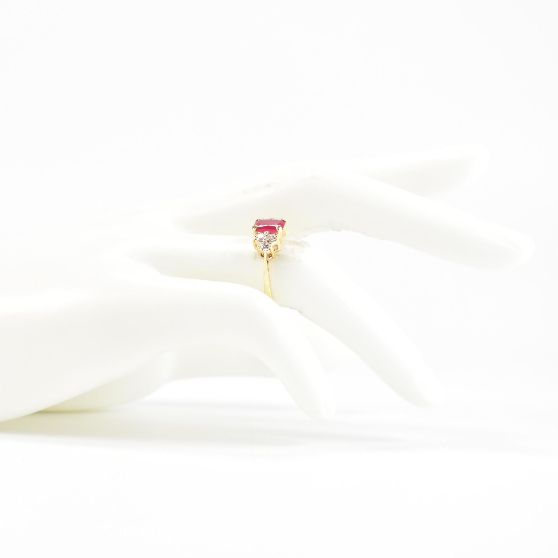 HALLMARKED SYNTHETIC RUBY & CZ RING - Image 8 of 8