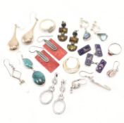 COLLECTION OF ASSORTED SILVER EARRINGS & RINGS