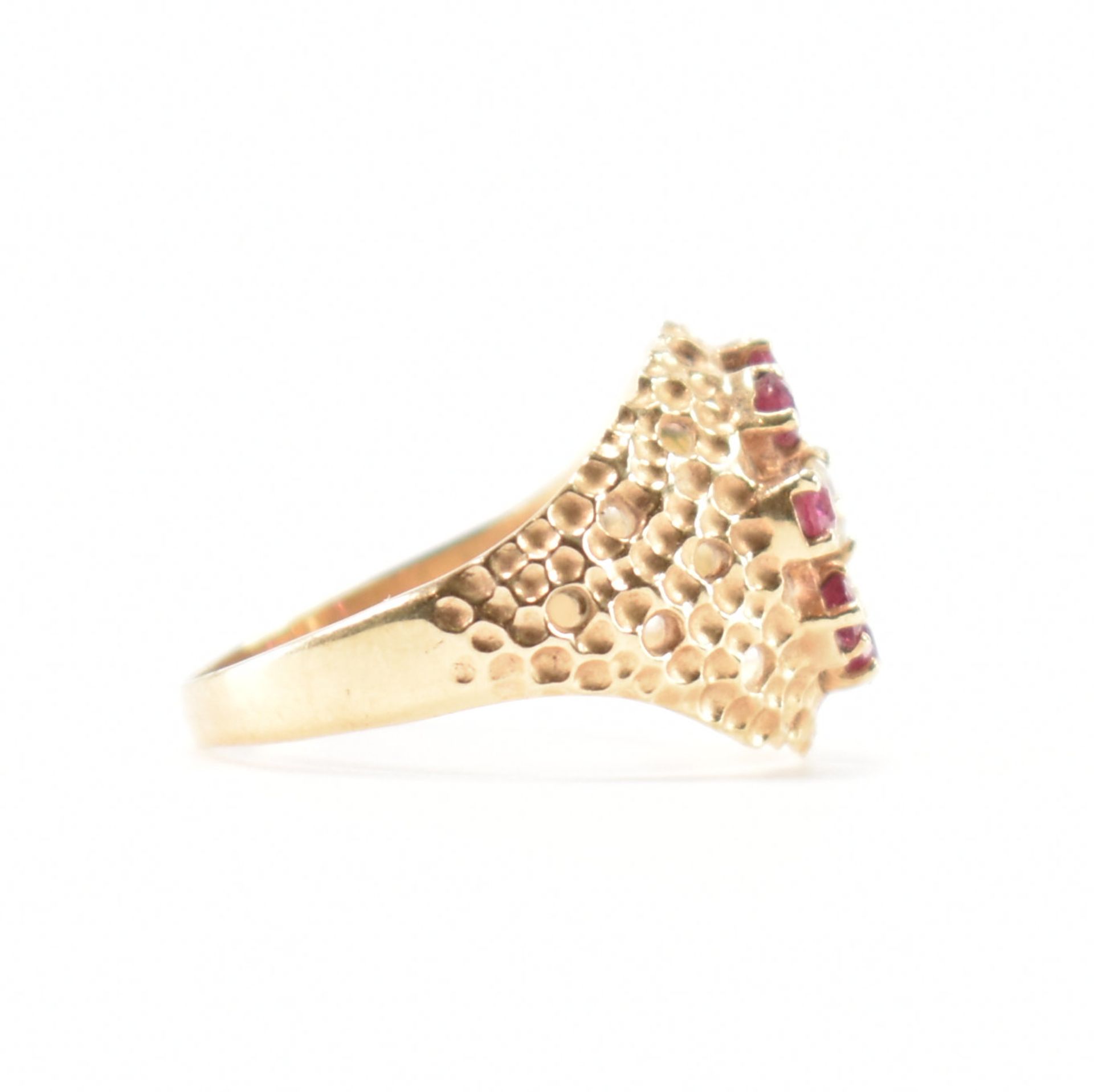 HALLMARKED 9CT GOLD RUBY & WHITE STONE RING - Image 4 of 8