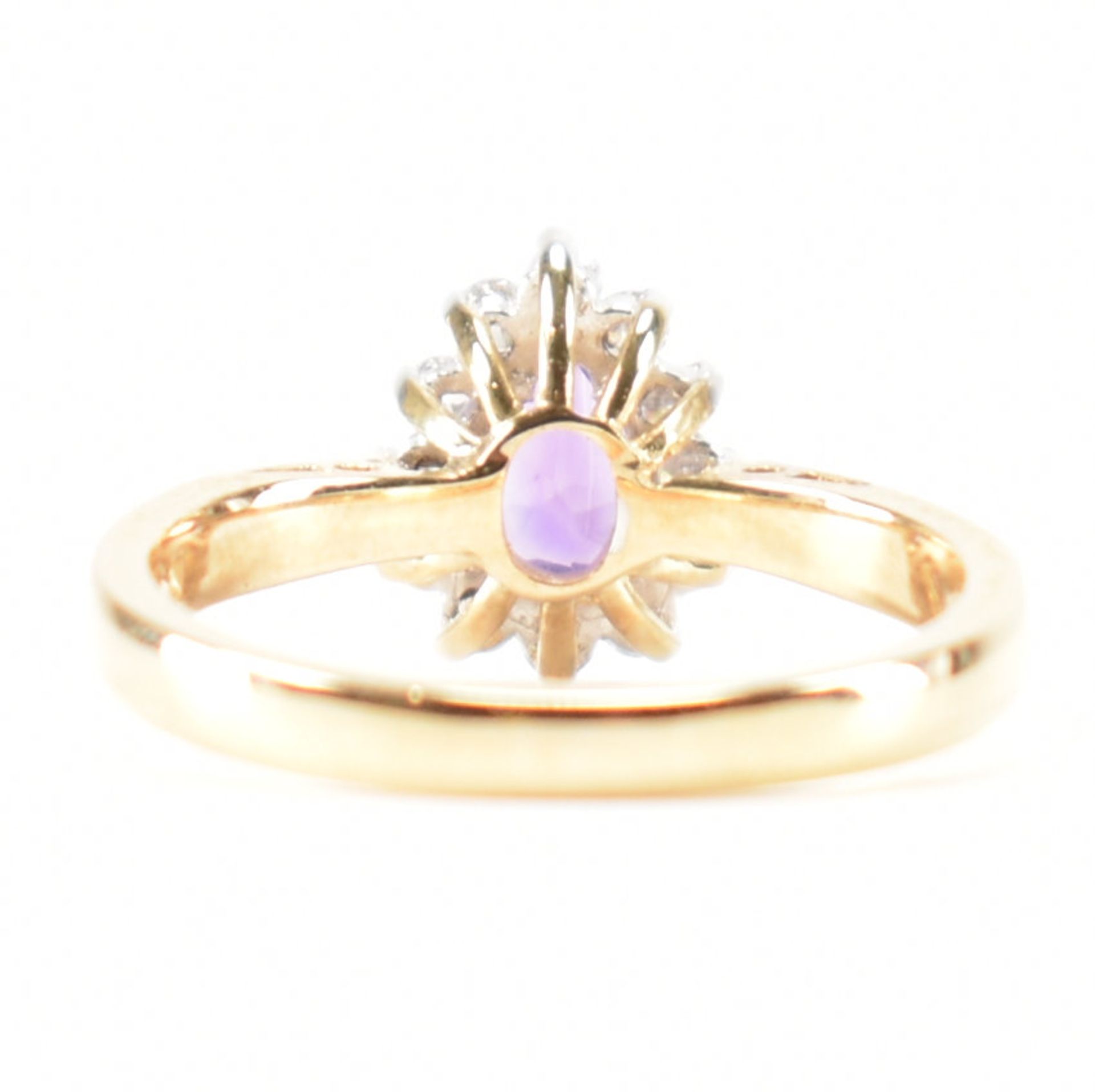 HALLMARKED AMETHYST & CZ HALO RING - Image 3 of 9