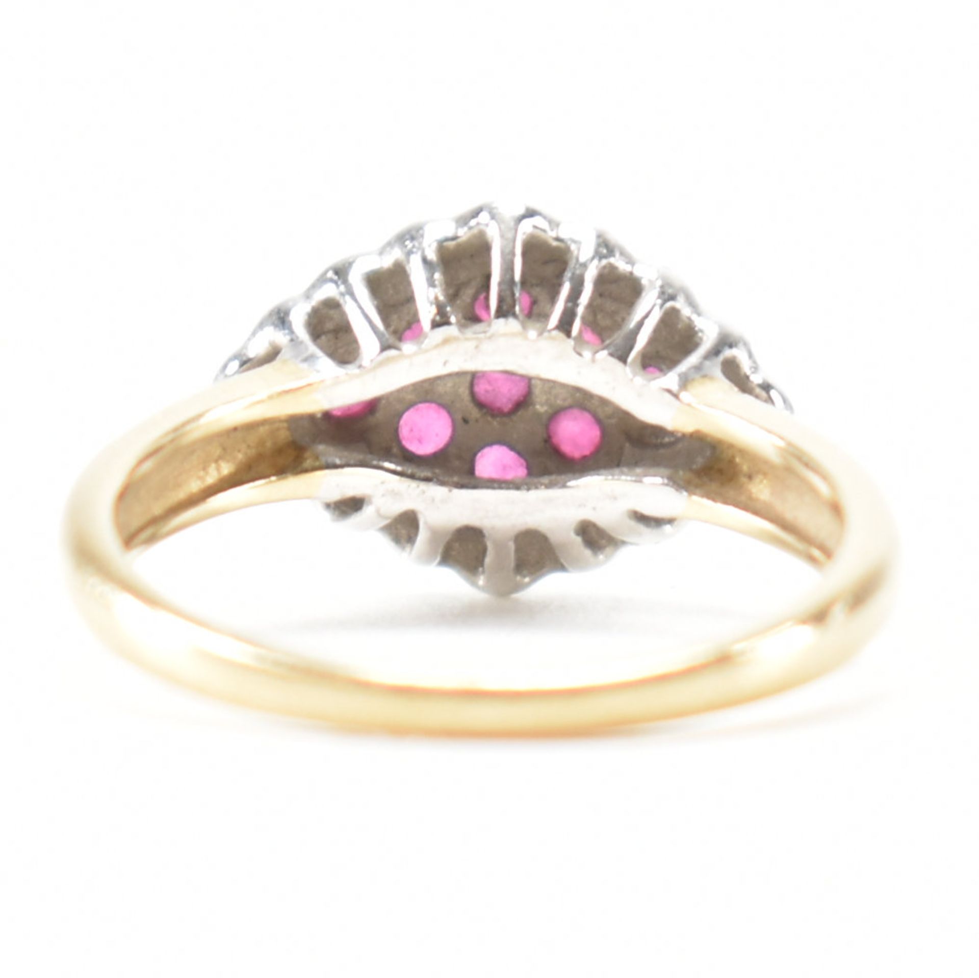 HALLMARKED 9CT GOLD RUBY & DIAMOND CLUSTER RING - Image 3 of 9