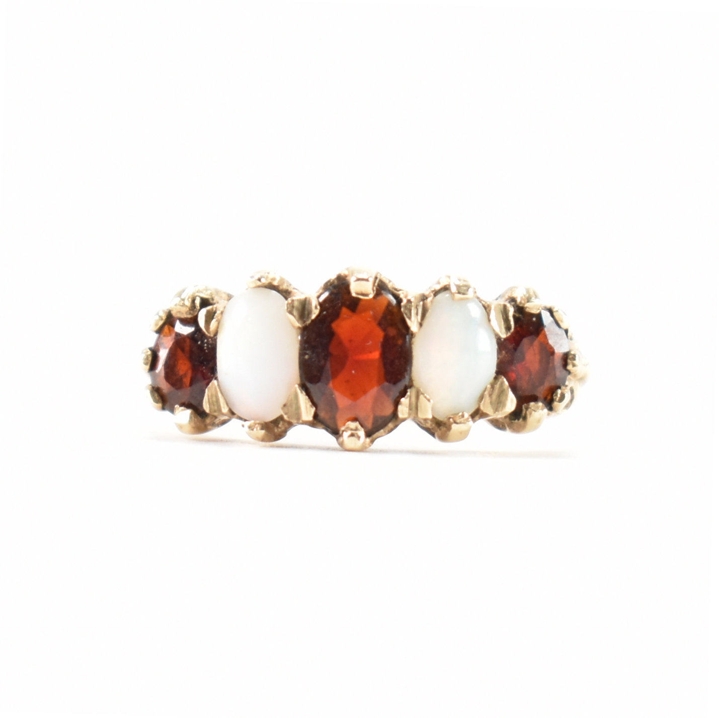 VINTAGE GOLD OPAL & GARNET 5 STONE RING