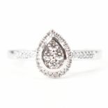 HALLMARKED 9CT WHITE GOLD DIAMOND PEAR CLUSTER RING