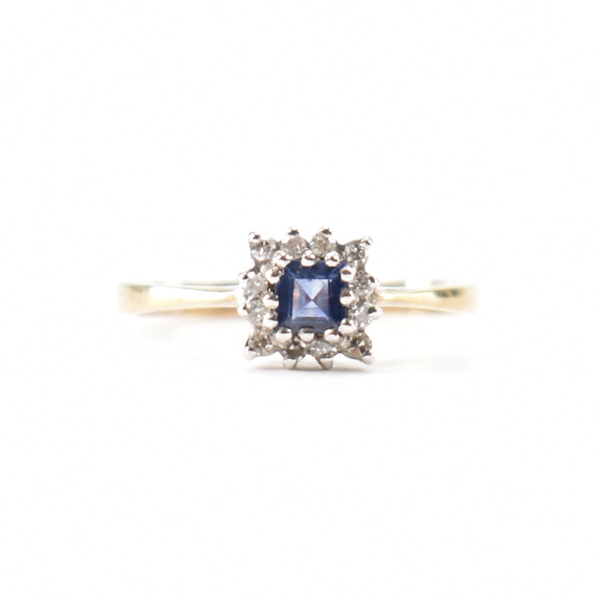 HALLMARKED SAPPHIRE & DIAMOND CLUSTER RING