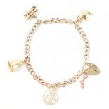 HALLMARKED 9CT GOLD HEART PADLOCK CHARM BRACELET