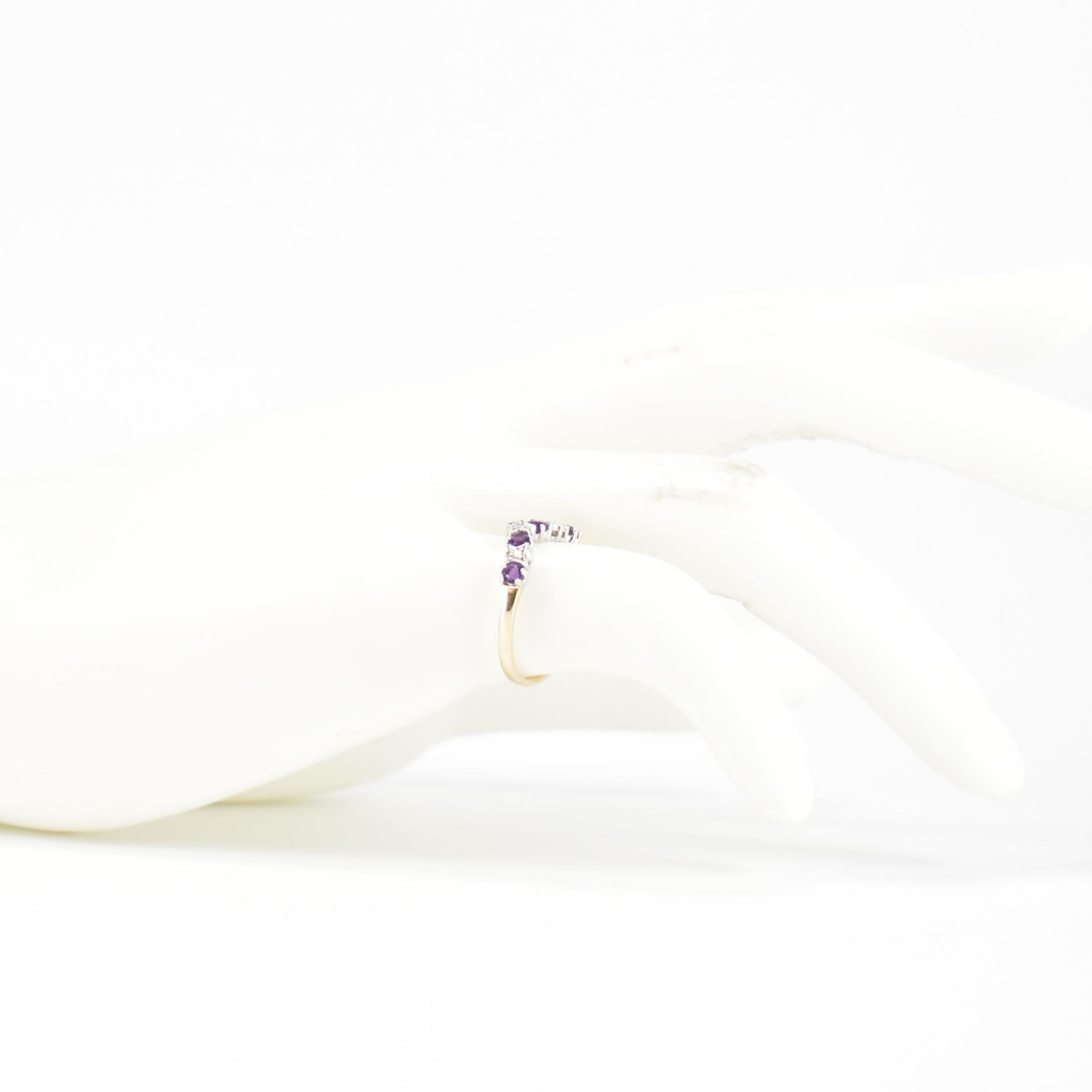 HALLMARKED 9CT GOLD AMETHYST & DIAMOND RING - Image 8 of 8