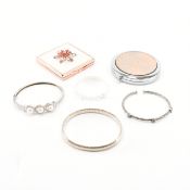 GROUP OF SILVER BANGLES & TWO COMPACTS