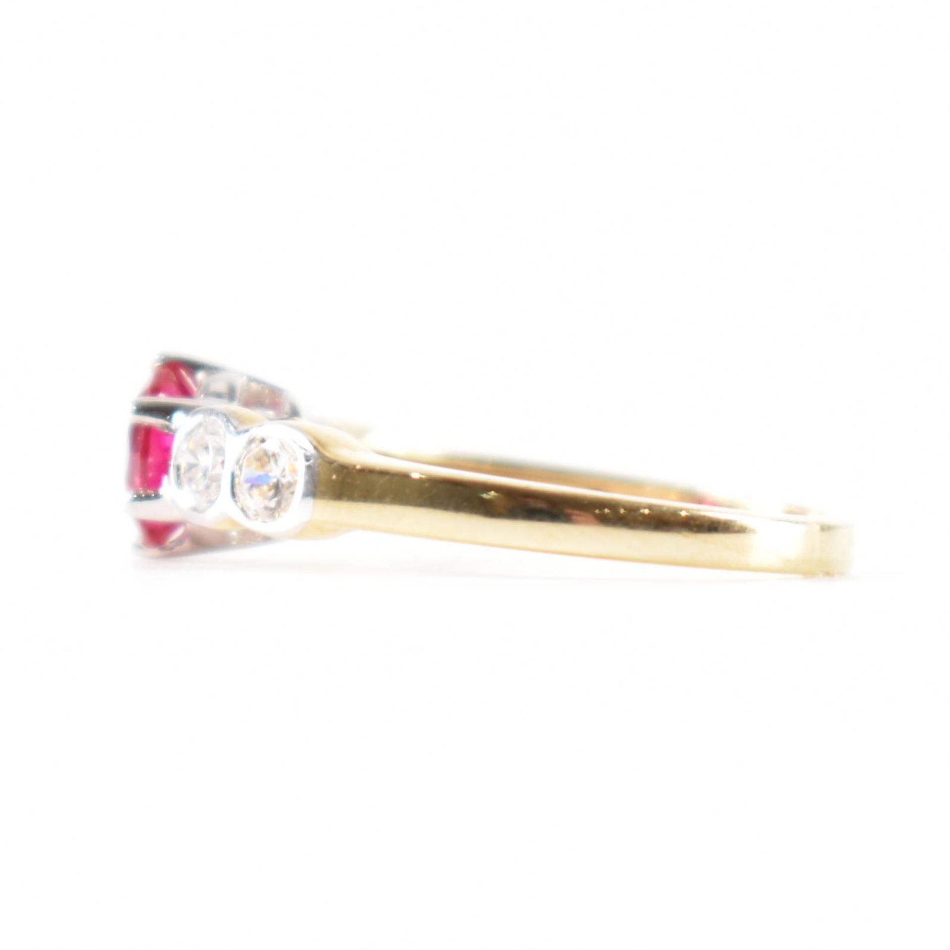 HALLMARKED 9CT GOLD SYNTHETIC RUBY & CZ RING - Image 2 of 8