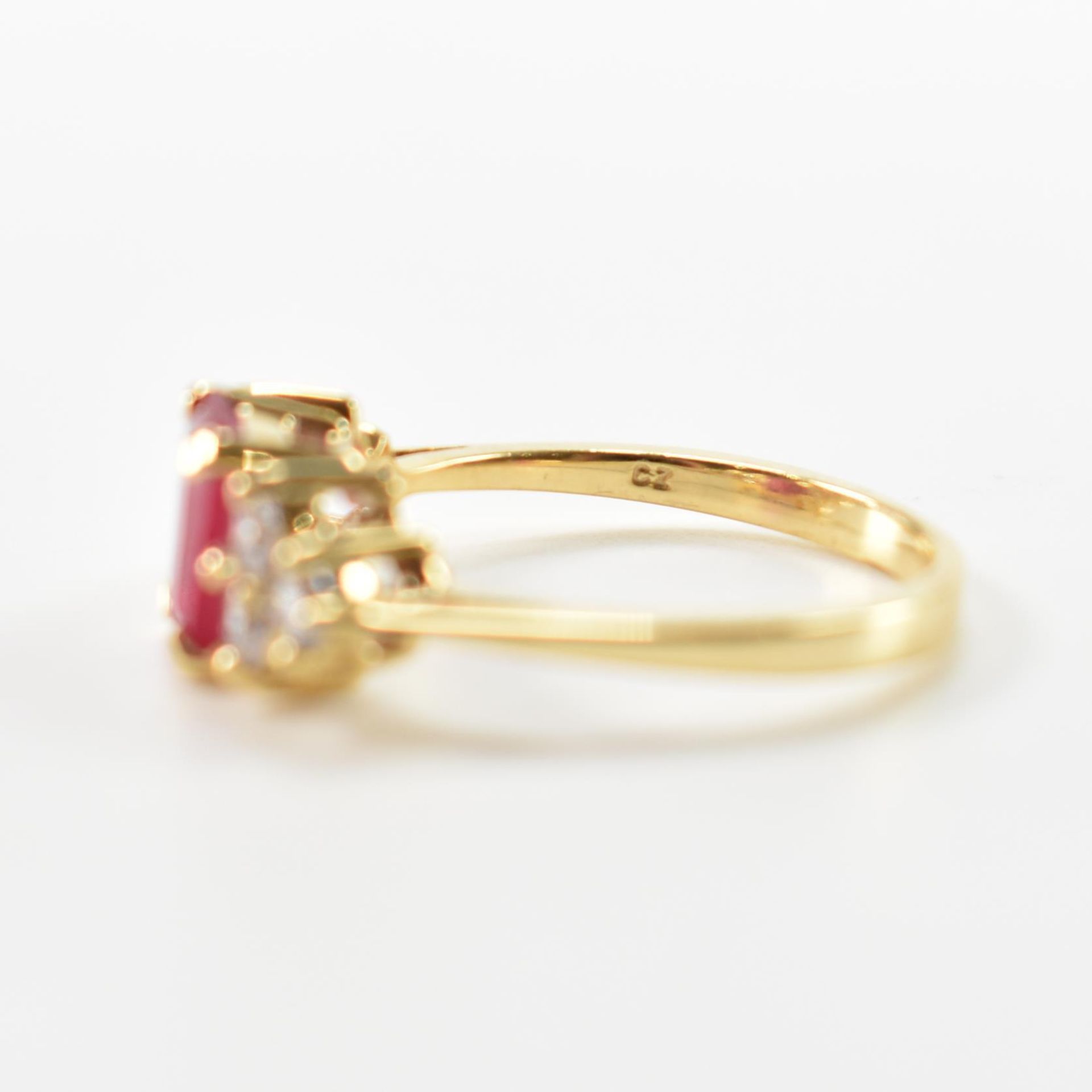 HALLMARKED SYNTHETIC RUBY & CZ RING - Image 7 of 8