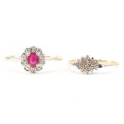TWO VINTAGE GOLD RINGS - RUBY & DIAMOND