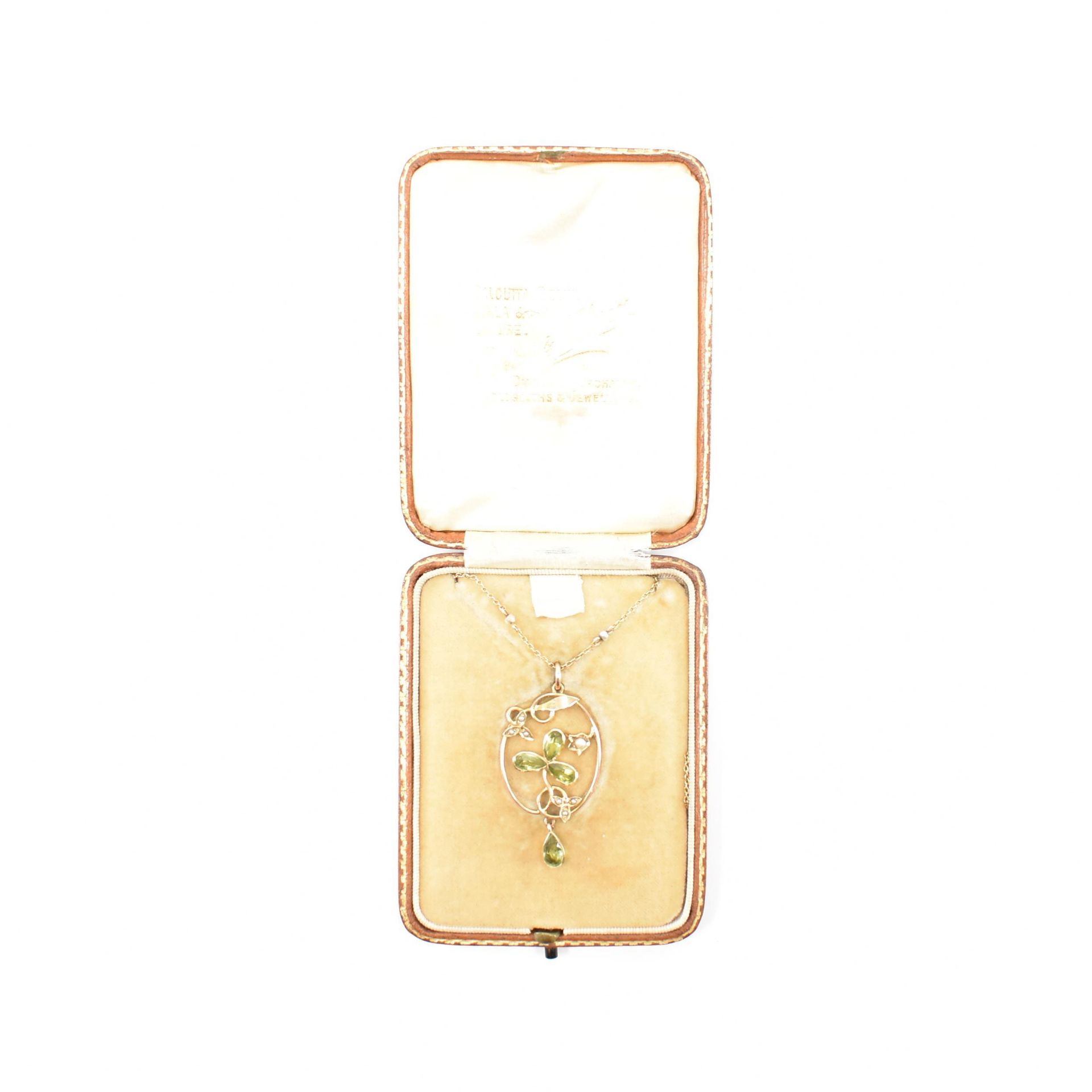 ANTIQUE EDWARDIAN GOLD & PERIDOT PENDANT NECKLACE - Image 5 of 5