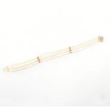 14CT GOLD & PEARL THREE STRAND BRACELET