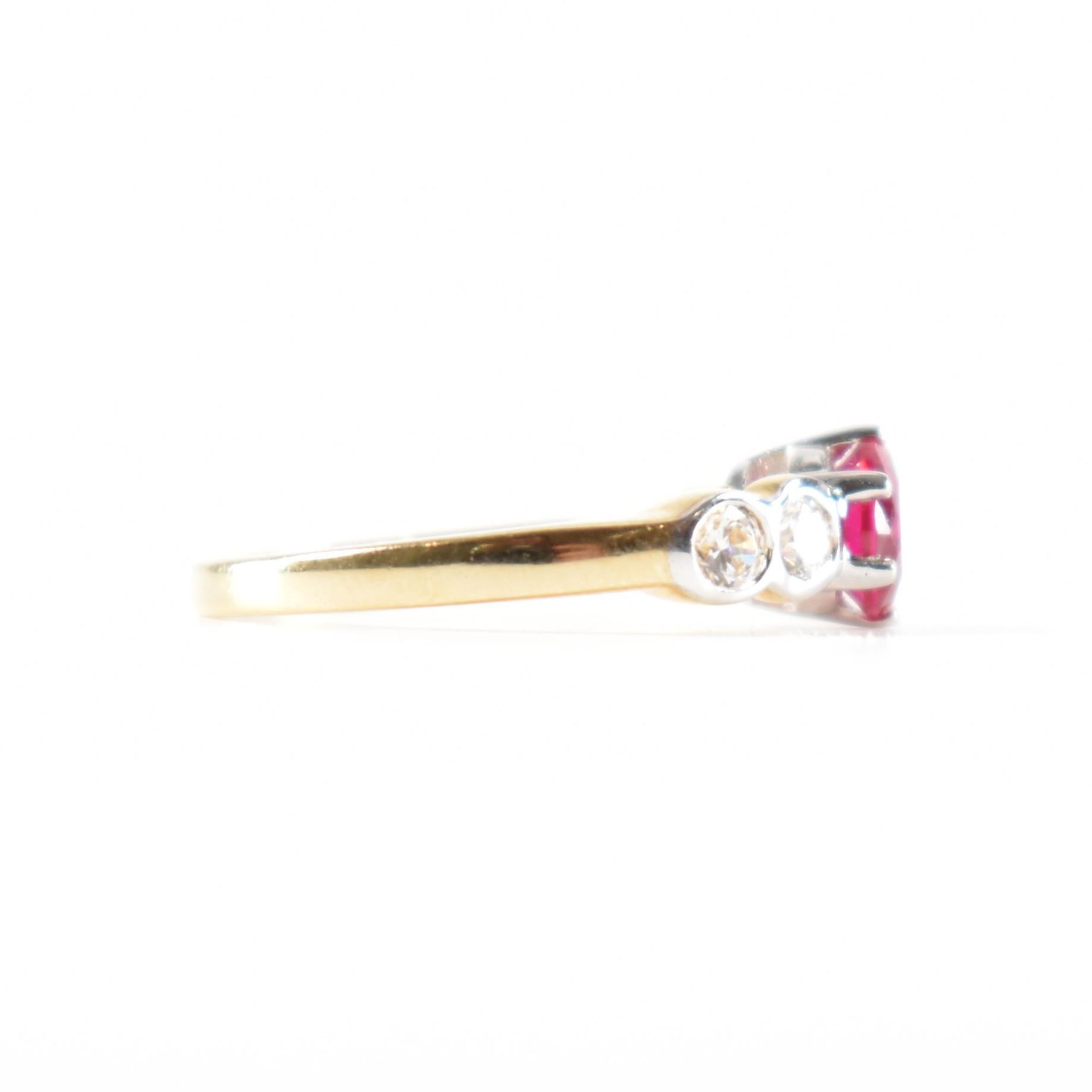 HALLMARKED 9CT GOLD SYNTHETIC RUBY & CZ RING - Image 4 of 8