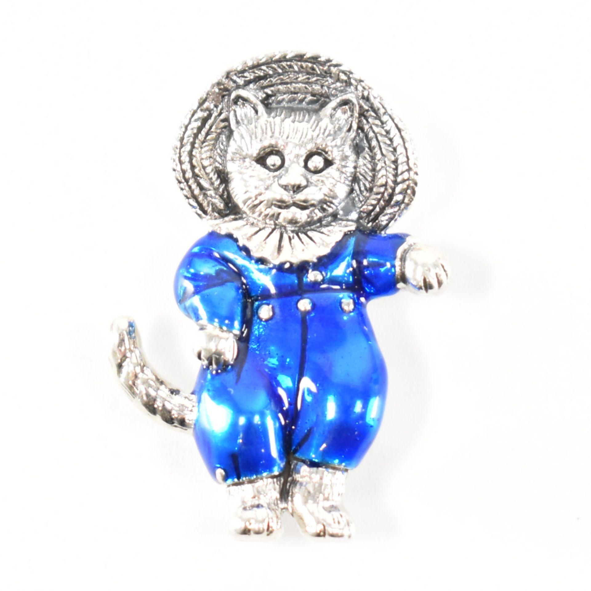 STERLING SILVER & ENAMEL THOMAS KITTEN BROOCH