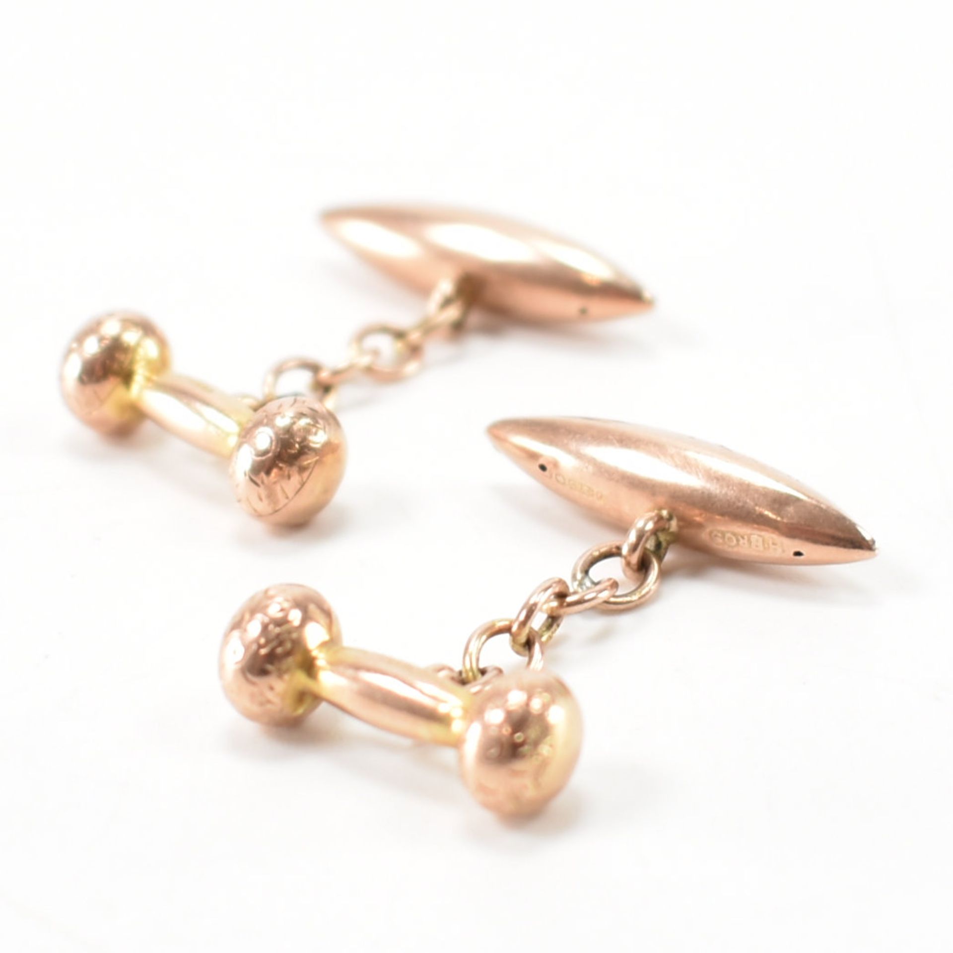 HALLMARKED 9CT ROSE GOLD CUFFLINKS - Image 3 of 5