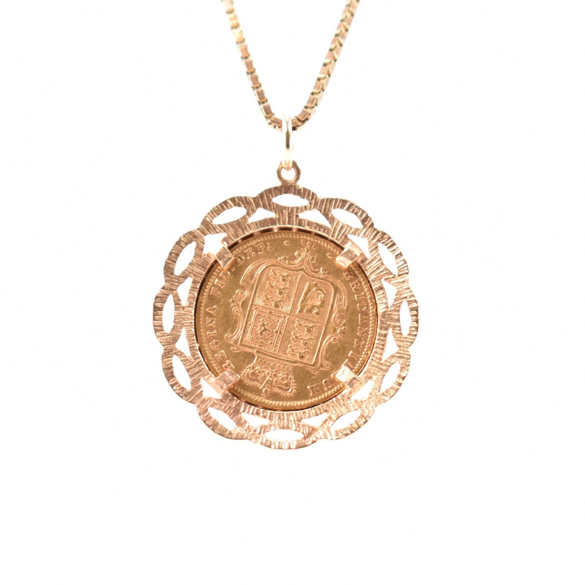 HALLMARKED 9CT GOLD CHAIN & 1872 HALF SOVEREIGN PENDANT - Image 3 of 3