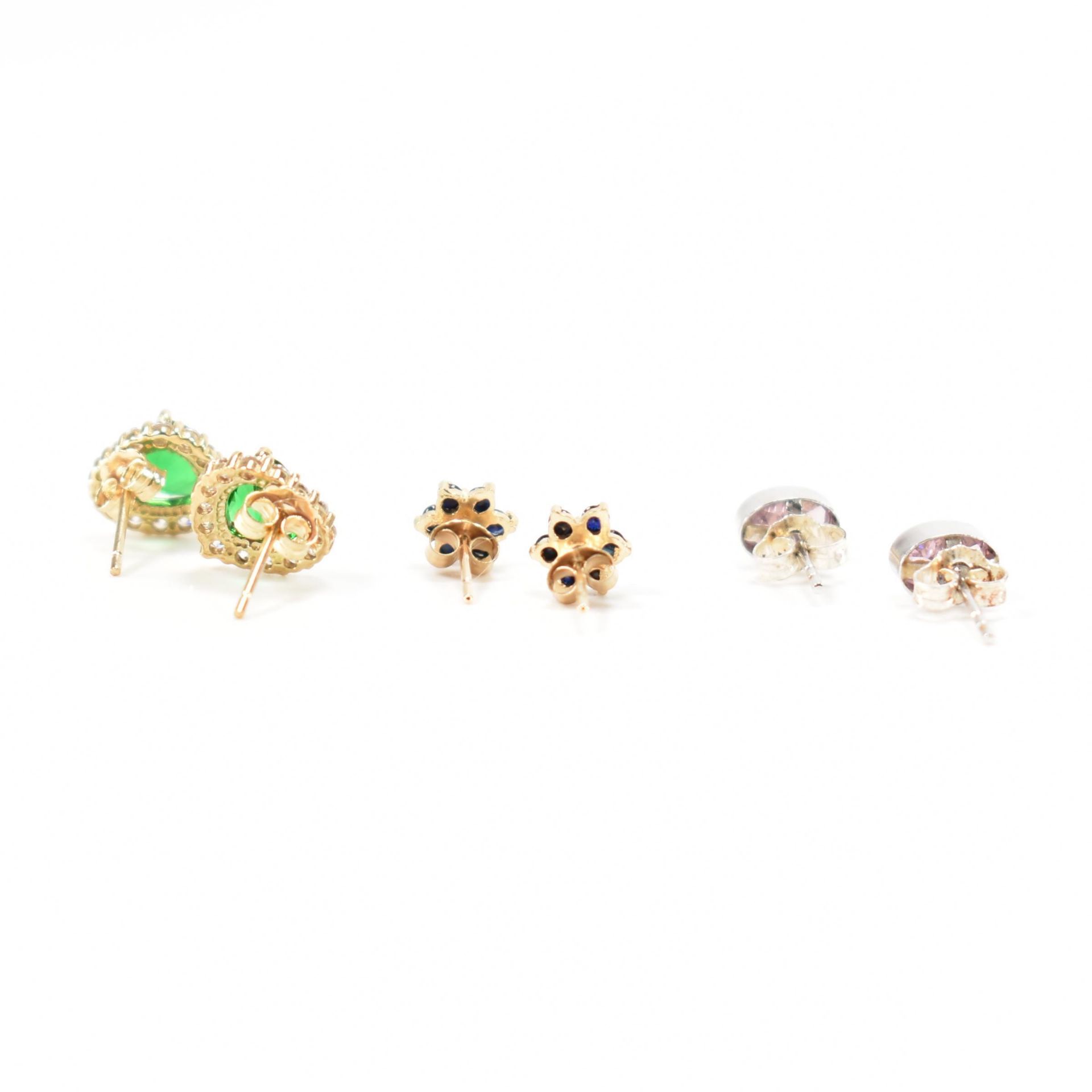 THREE PAIRS 9CT GOLD GEM SET EARRINGS - Image 2 of 2