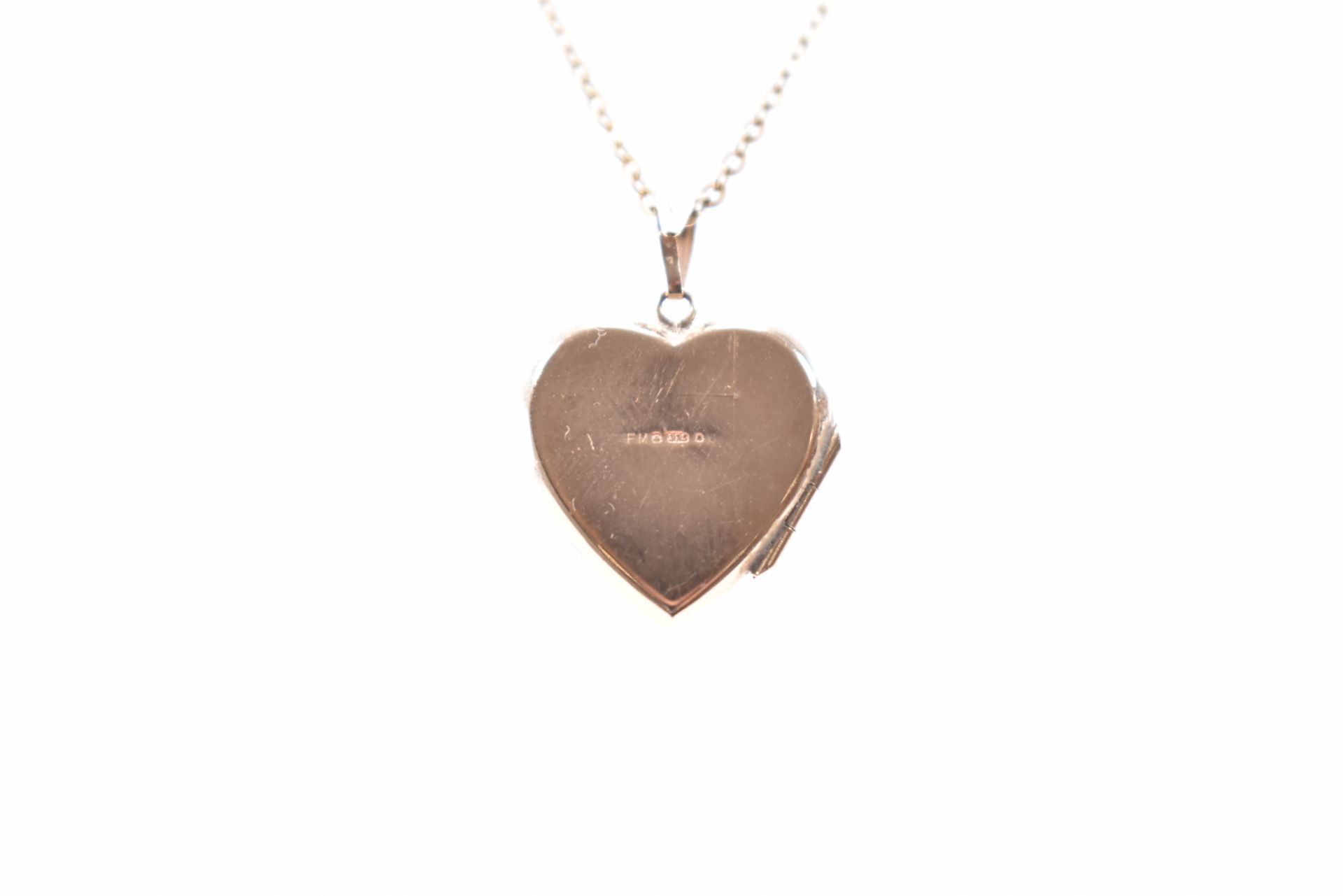 HALLMARKED 9CT GOLD HEART LOCKET & NECKLACE CHAIN - Image 3 of 5