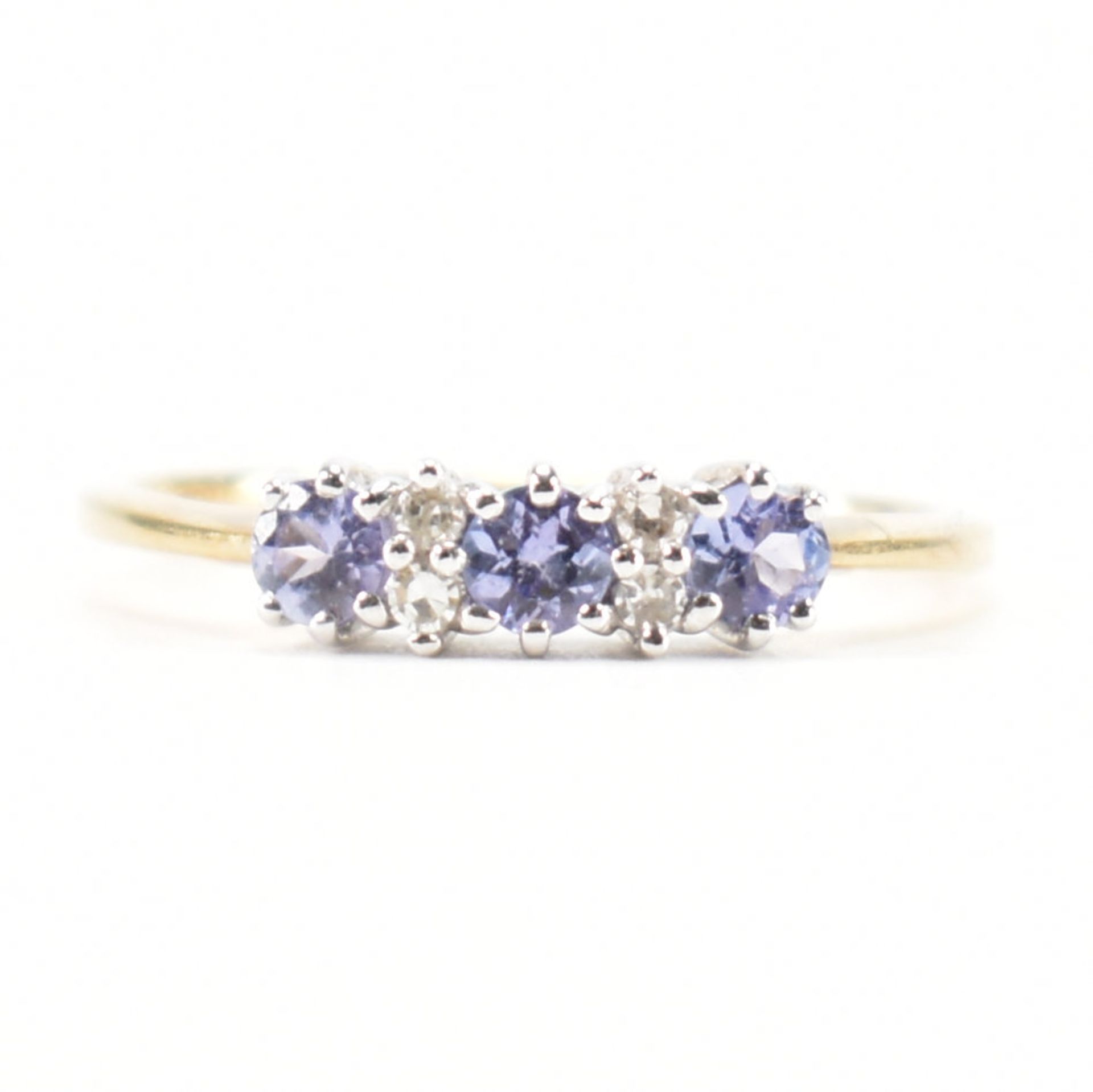 HALLMARKED 9CT GOLD TANZANITE & DIAMOND RING