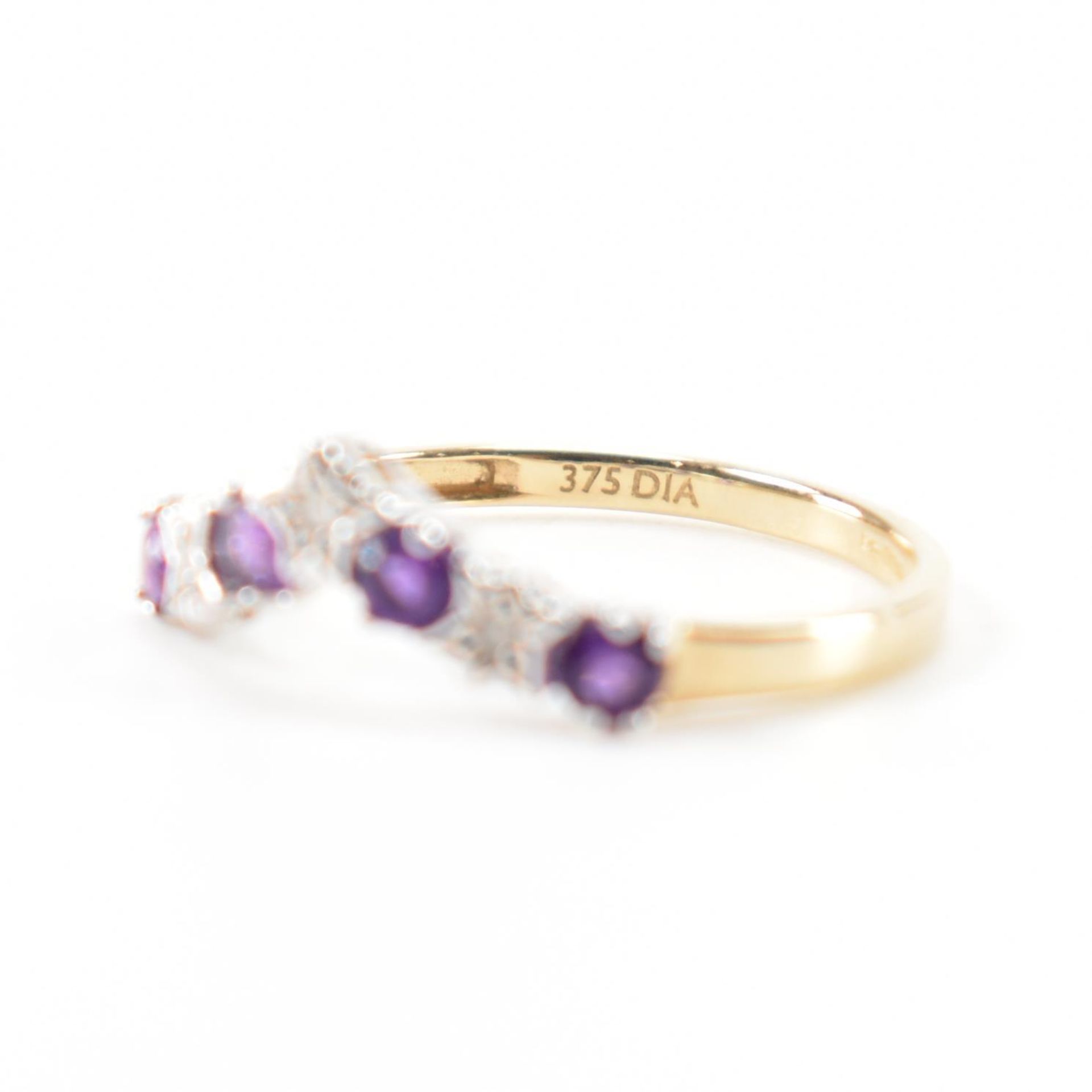 HALLMARKED 9CT GOLD AMETHYST & DIAMOND RING - Image 6 of 8