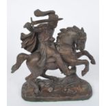 20TH CENTURY BRONZED METAL KNIGHT FIGURE