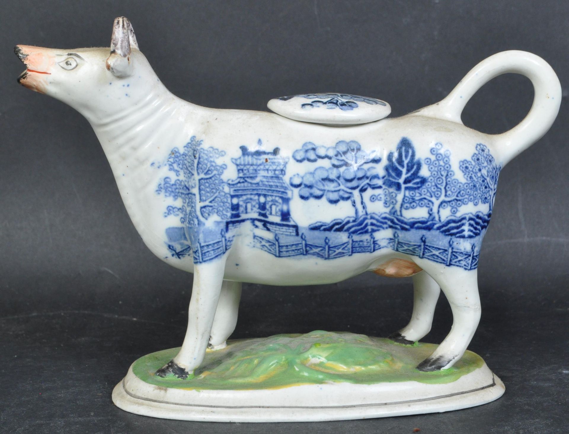 19TH STAFFORDSHIRE PORCELAIN COW CREAMER FIGURE - Image 2 of 4