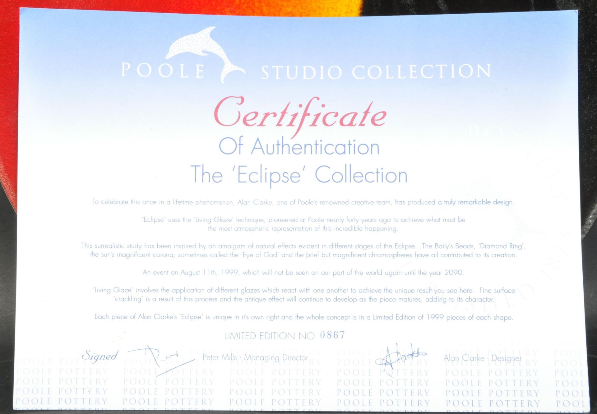 POOLE POTTERY ECLIPSE PLATE - LIMITED EDITION - ALEX CLARK - Image 4 of 5