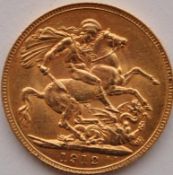 WITHDRAWN 22CT GOLD 1912 GEORGE V FULL SOVEREIGN COIN