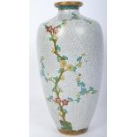 WHITE CLOISONNE PRUNUS CHINESE VASE