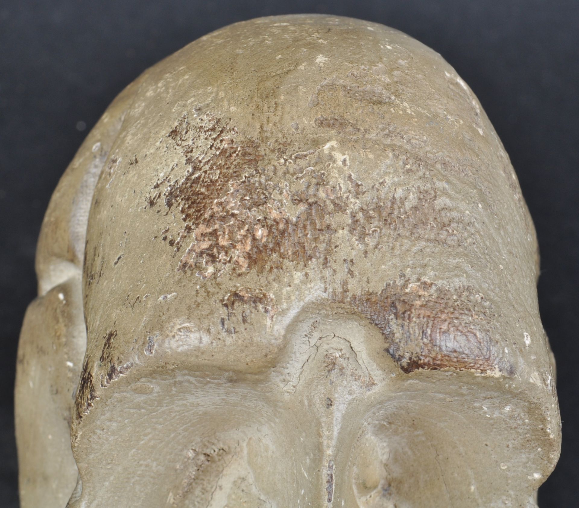 UNUSUAL 20TH CENTURY CARVED WOOD PAINTED SKULL - Image 7 of 7