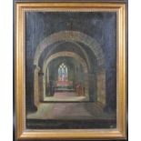 19TH CENTURY OIL ON CANVAS CHAPEL SCENE