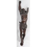 LARGE 19TH CENTURY CARVED OAK CHRIST ON THE CROSS