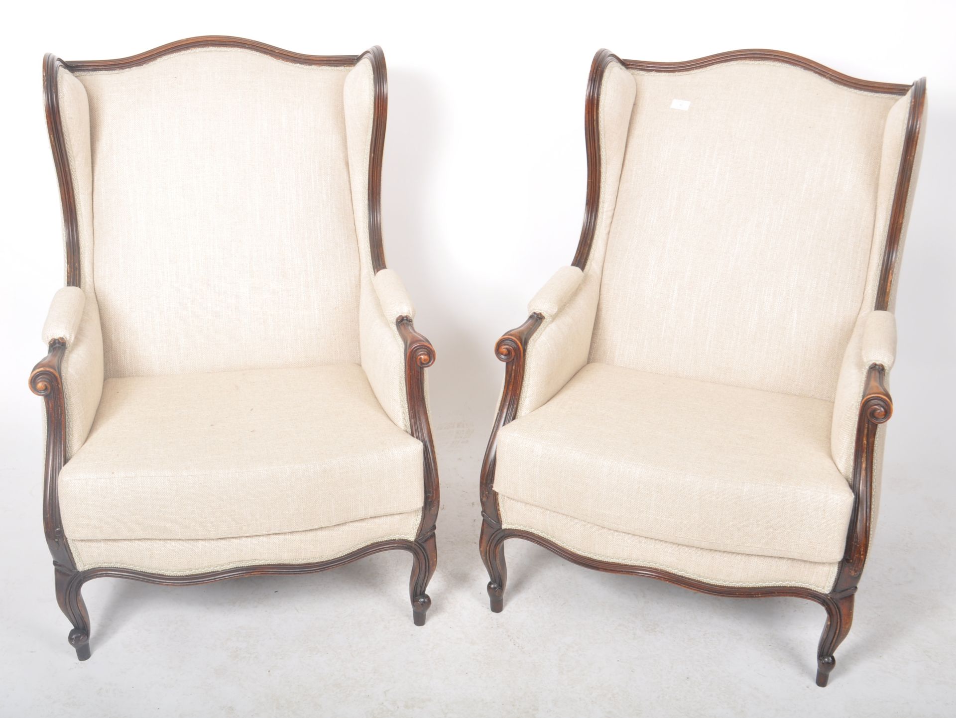 MATCHING PAIR OF 19TH CENTURY FRENCH WINGBACK ARMCHAIRS - Image 2 of 7