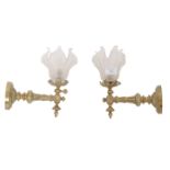MATCHING PAIR OF 19TH CENTURY VICTORIAN BRASS SCONCES