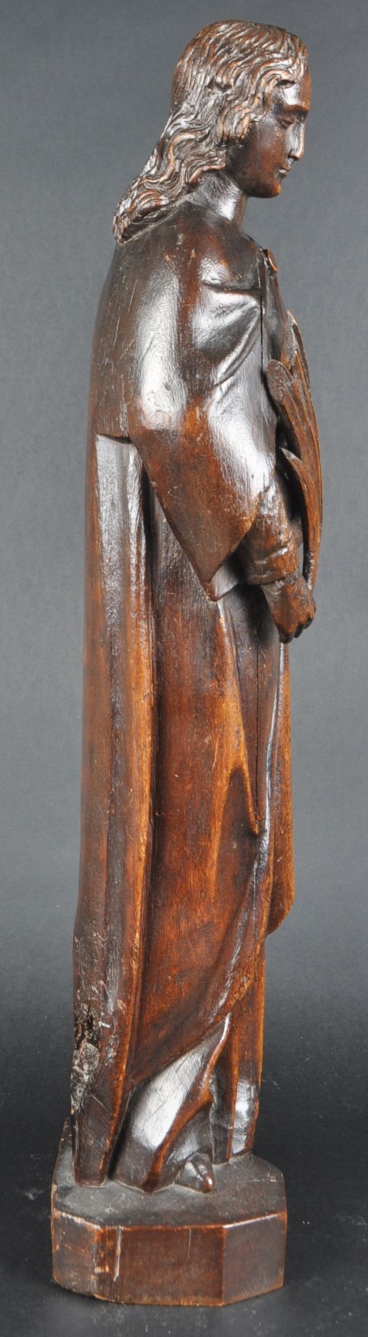 19TH CENTURY MAHOGANY CARVED STATUE OF A SAINT - Image 6 of 6
