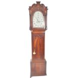 19TH CENTURY FLAME MAHOGANY LONGCASE GRANDFATHER CLOCK