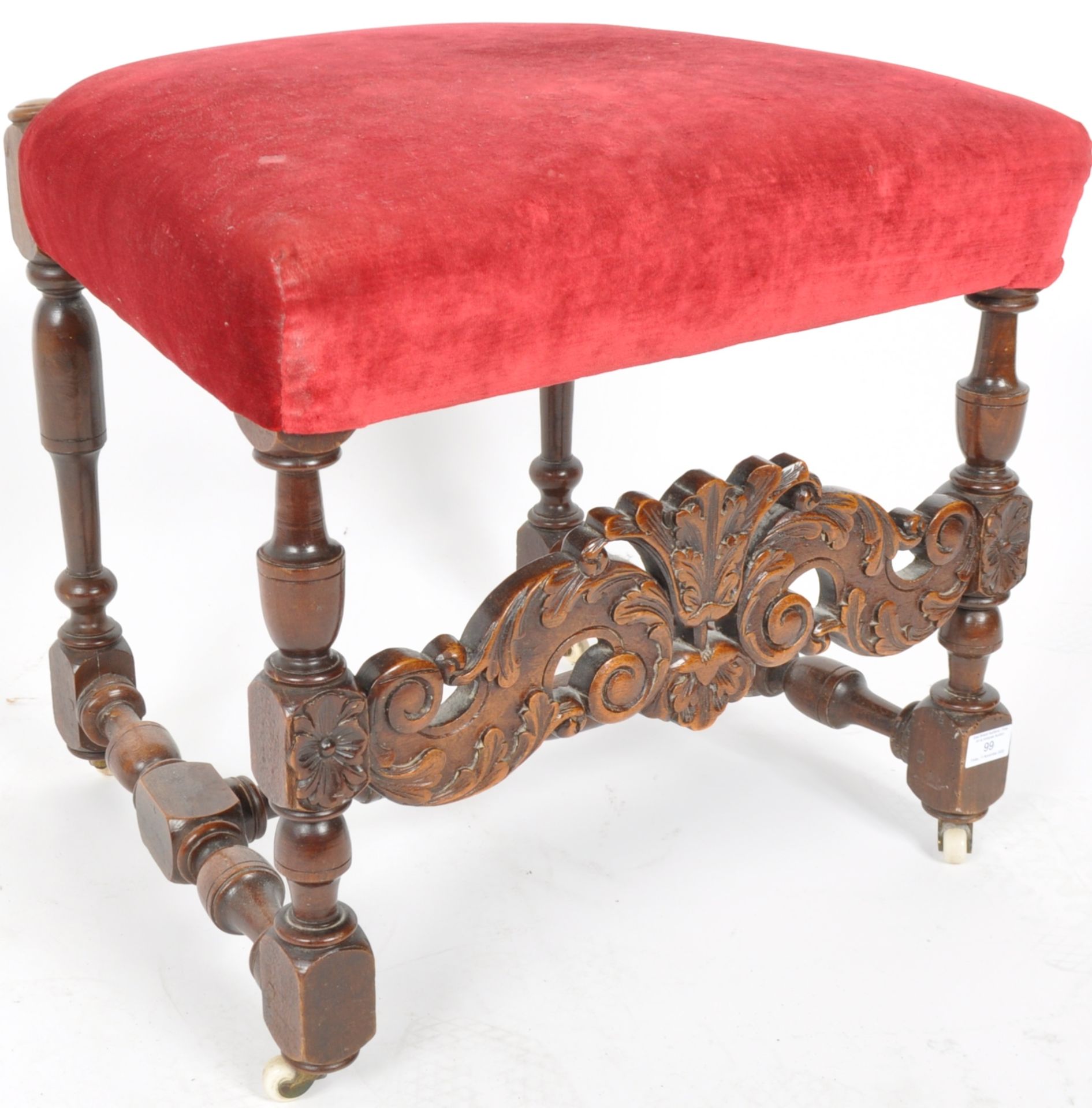 LATE 19TH CENTURY CARVED MAHOGANY STOOL - Image 2 of 5