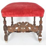 LATE 19TH CENTURY CARVED MAHOGANY STOOL