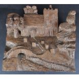 LARGE EARLY 20TH CARVED OAK CHURCH DIORAMA