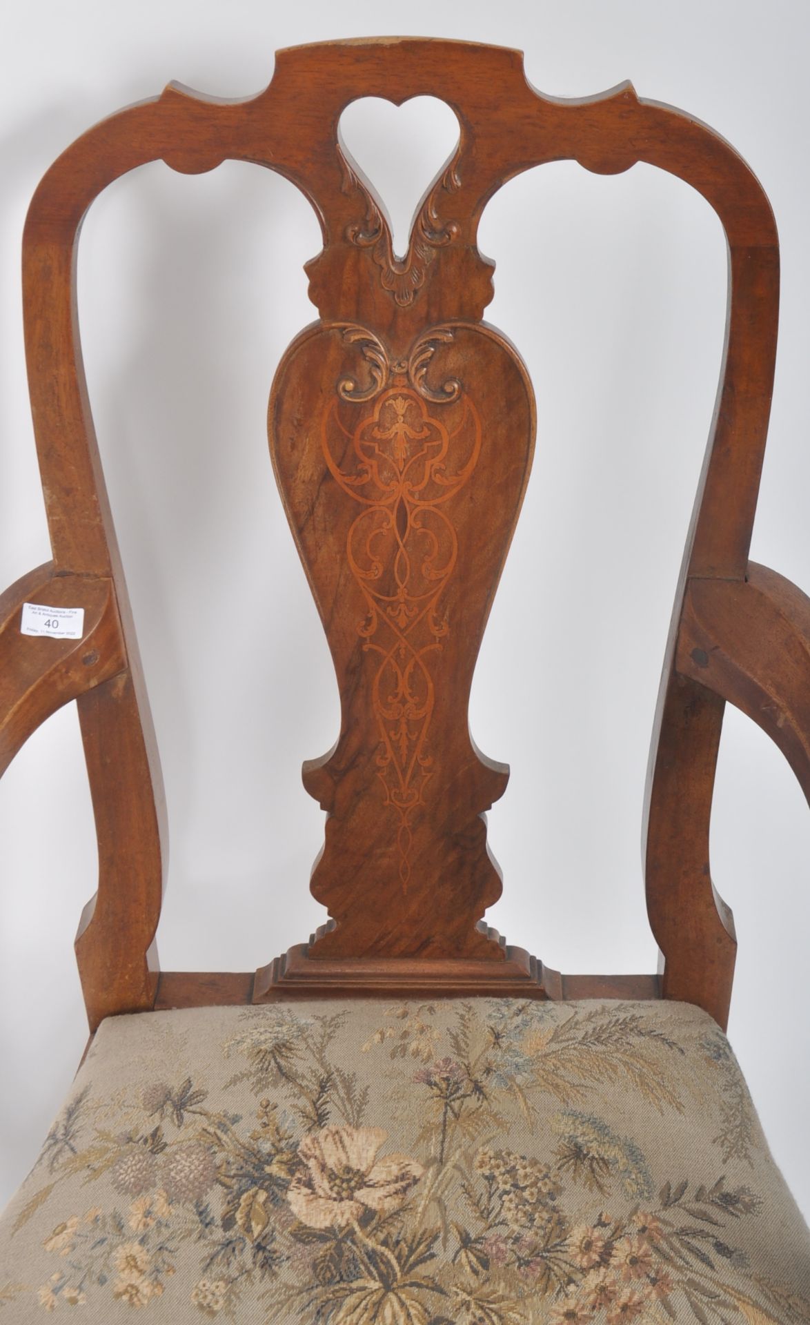 EARLY 19TH CENTURY CARVED WALNUT CARVER ARMCHAIR - Image 5 of 8