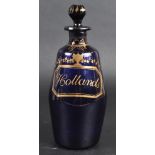 19TH CENTURY BRISTOL BLUE HOLLANDS DECANTER