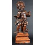 LARGE 19TH CENTURY CARVED WOOD CHERUB FIGURINE