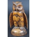 19TH CENTURY VICTORIAN CARVED OWL INKWELL