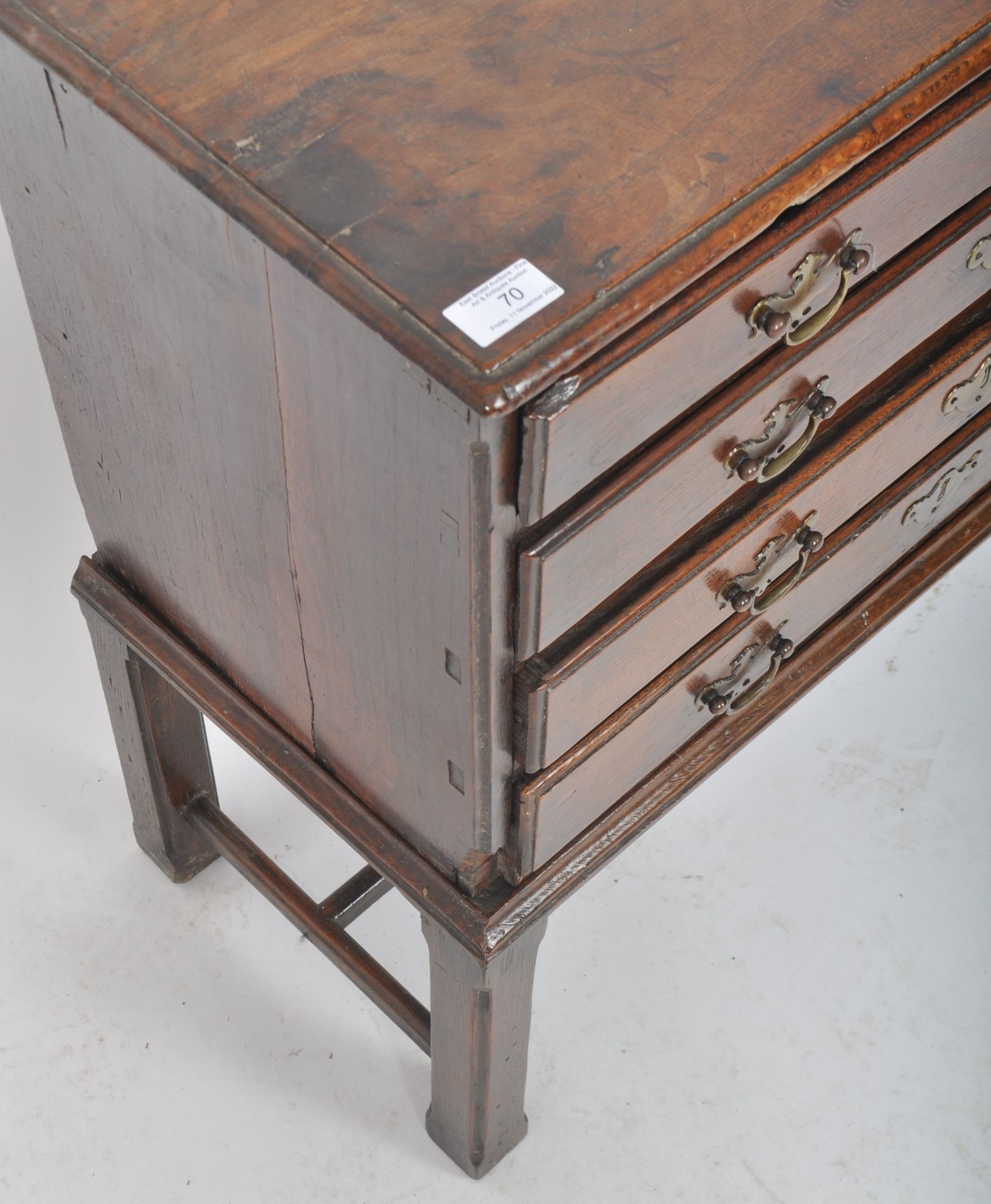 RARE 18TH CENTURY MINIATURE CHEST ON STAND - Image 7 of 9