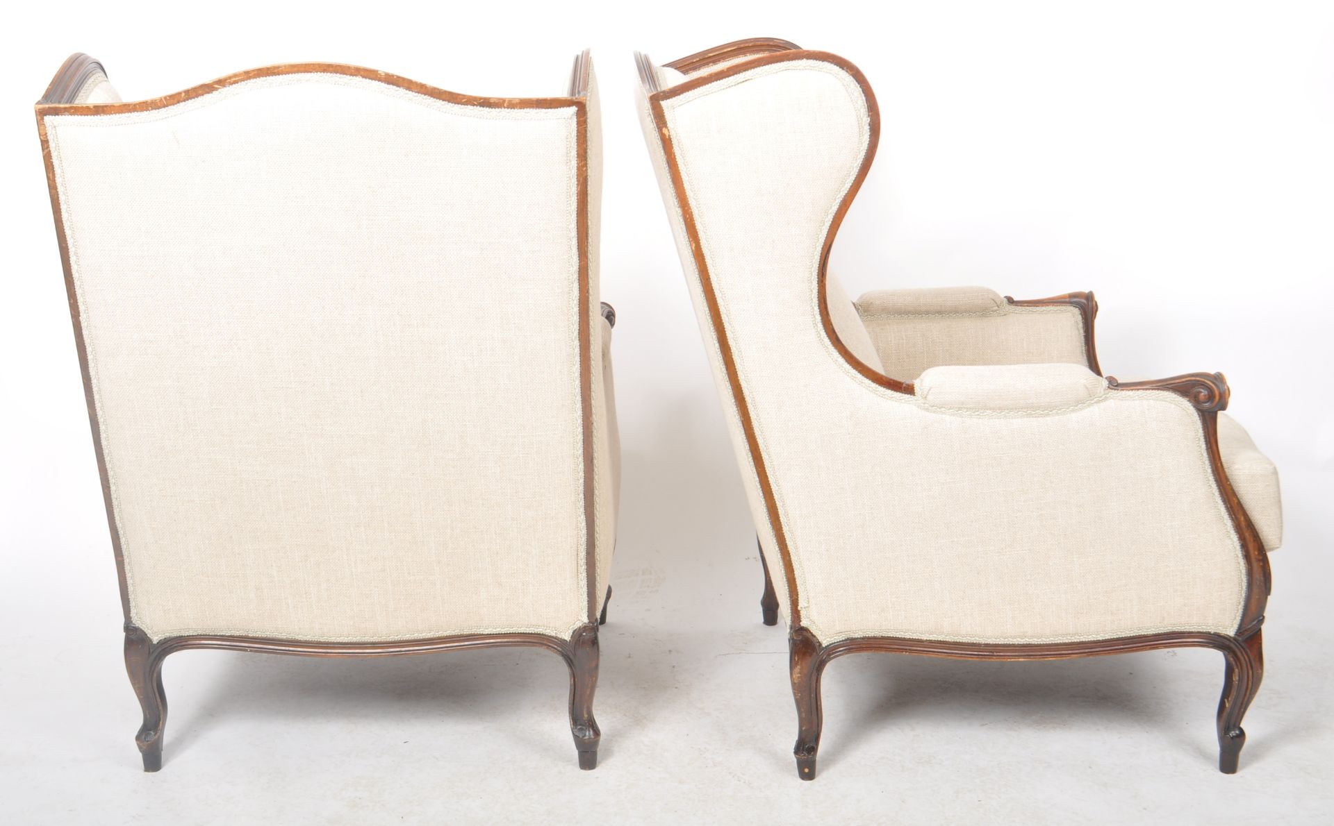 MATCHING PAIR OF 19TH CENTURY FRENCH WINGBACK ARMCHAIRS - Image 7 of 7