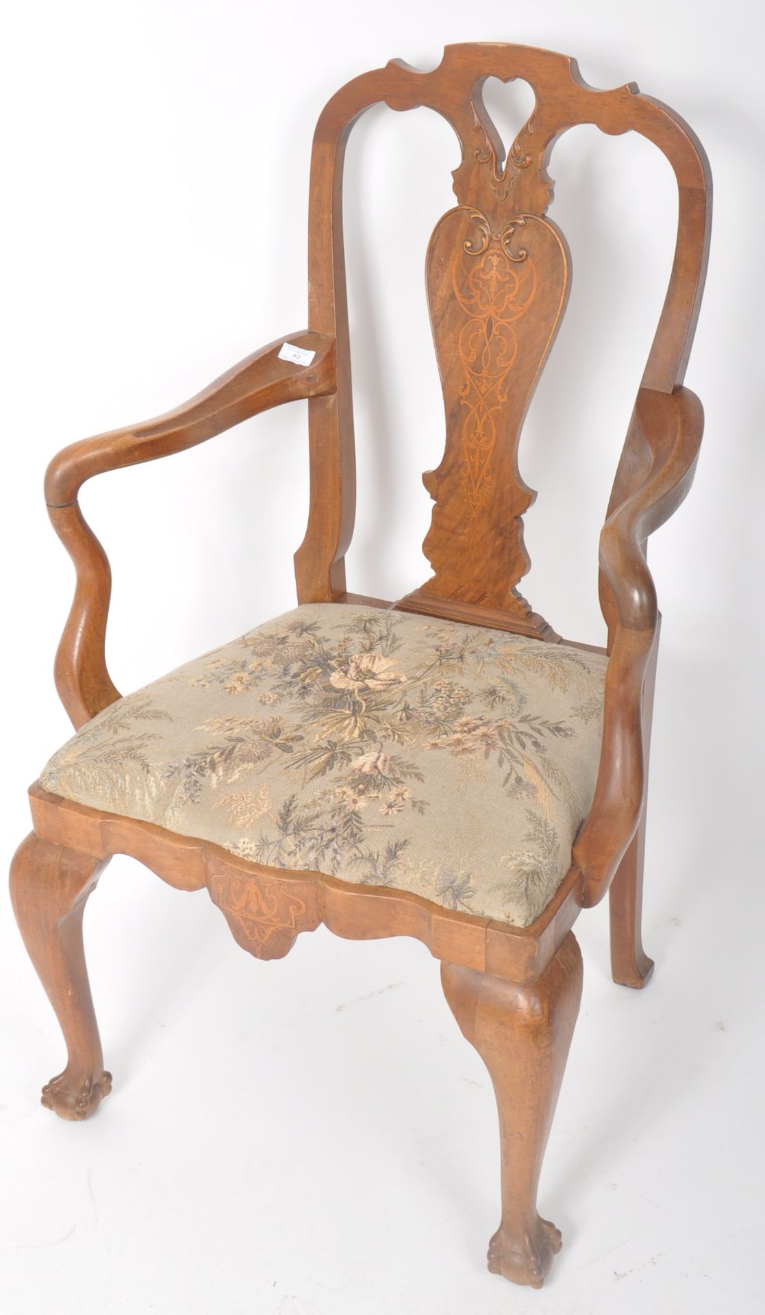 EARLY 19TH CENTURY CARVED WALNUT CARVER ARMCHAIR - Image 2 of 8