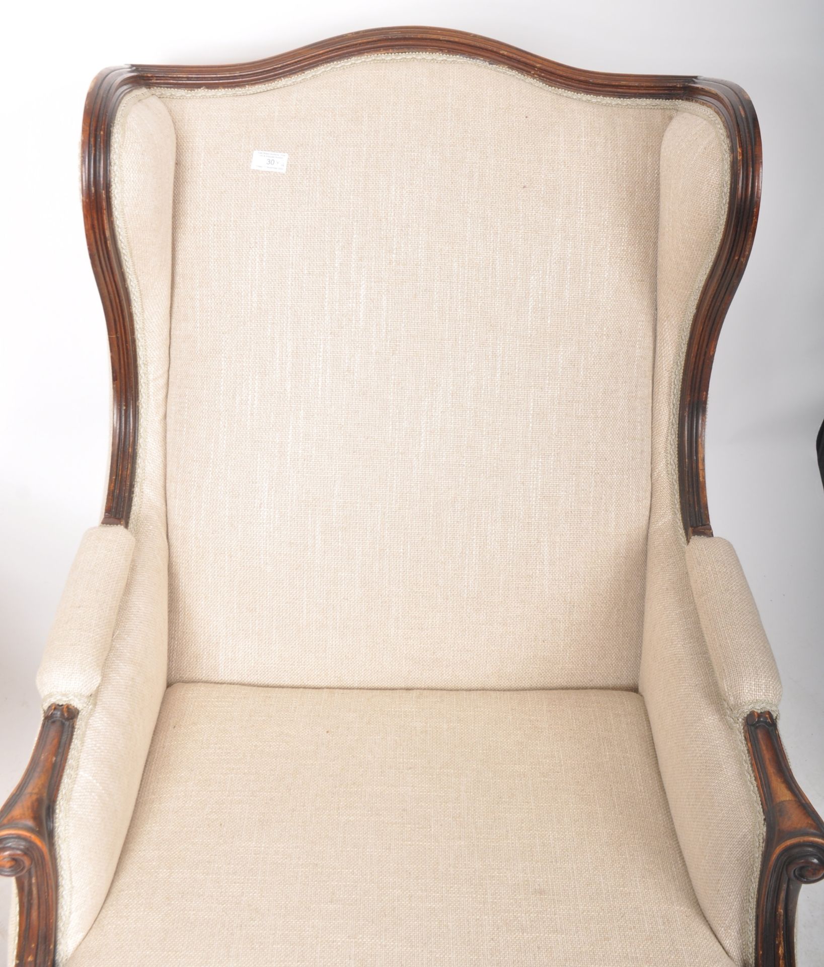 MATCHING PAIR OF 19TH CENTURY FRENCH WINGBACK ARMCHAIRS - Image 3 of 7