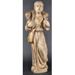 18TH CENTURY CARVED WOOD RELIGIOUS FIGURINE