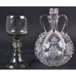 18TH CENTURY DUTCH DECANTER & ROMER STYLE WINE GLASS