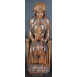18TH CENTURY CARVED WALNUT RELIGIOUS ENTHRONED FIGURE